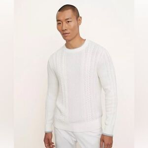 NWT Vince Cotton Cable Crew Sweater Off White Size M